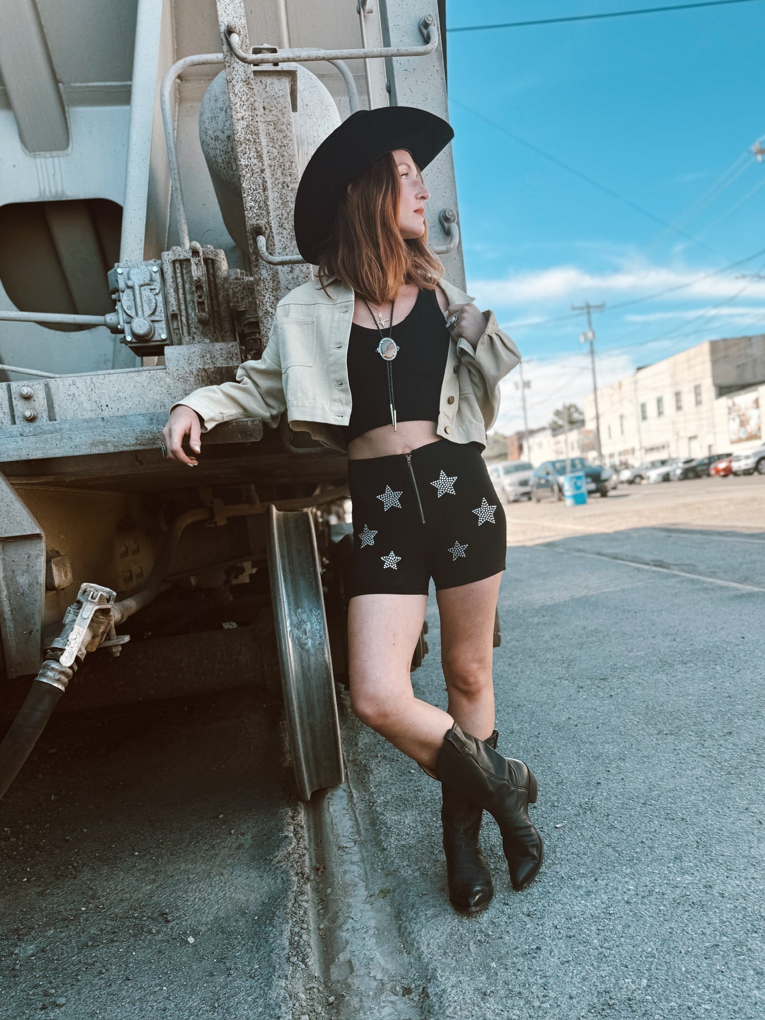 Showgirl Star Zip Up Shorts