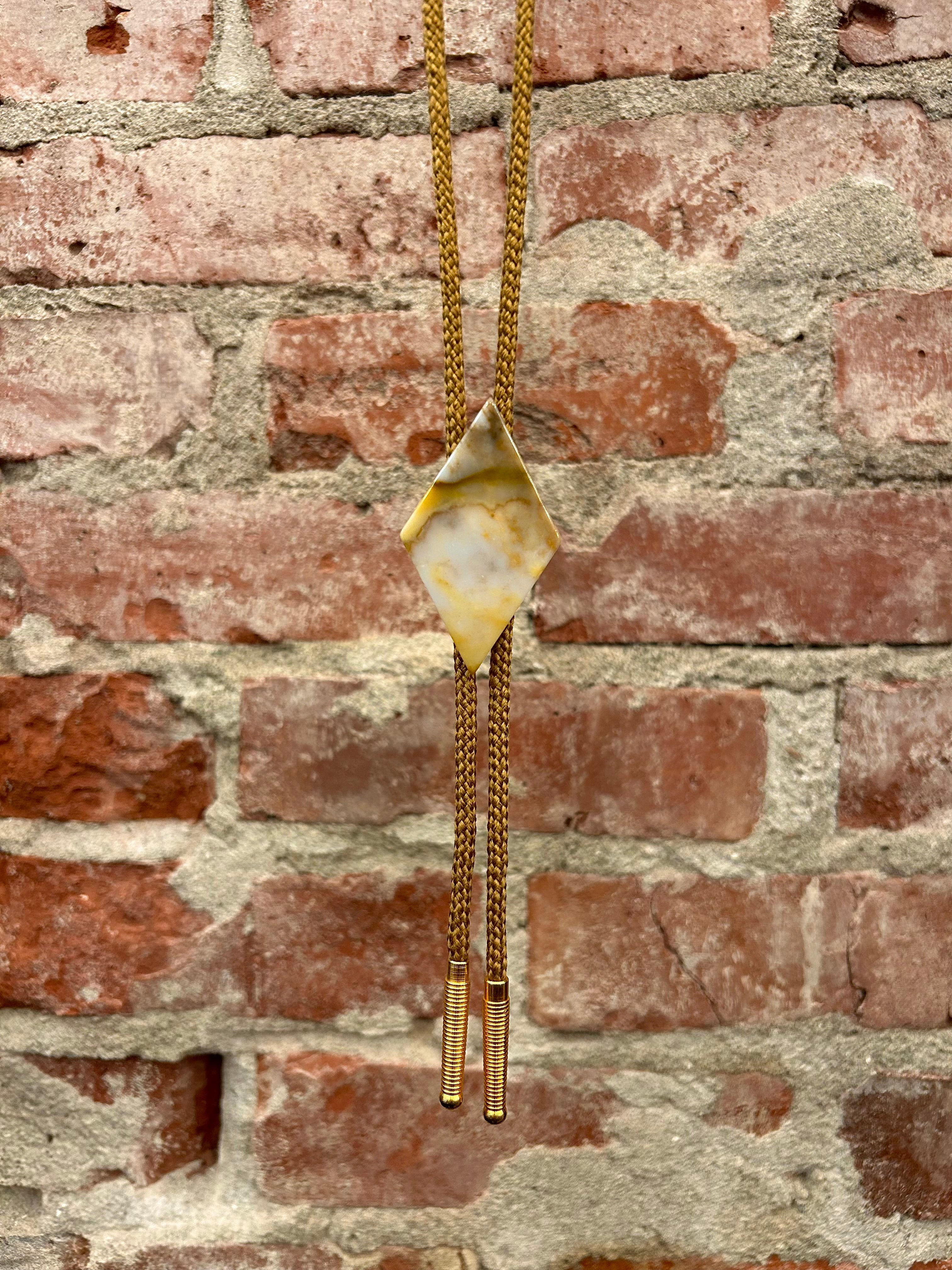 Diamond Agate Slab Bolo Tie