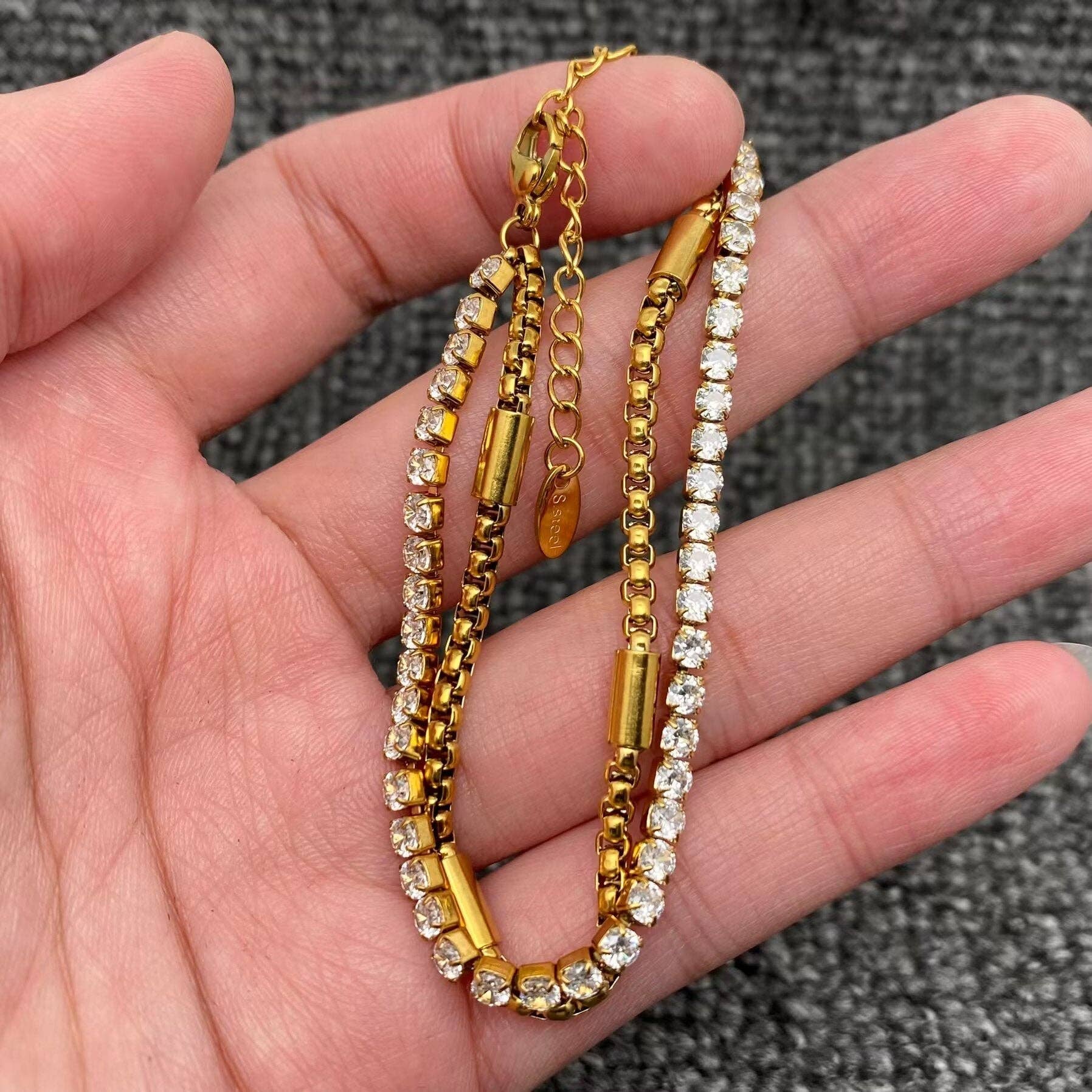18K Gold Plated Double Stack Bracelet