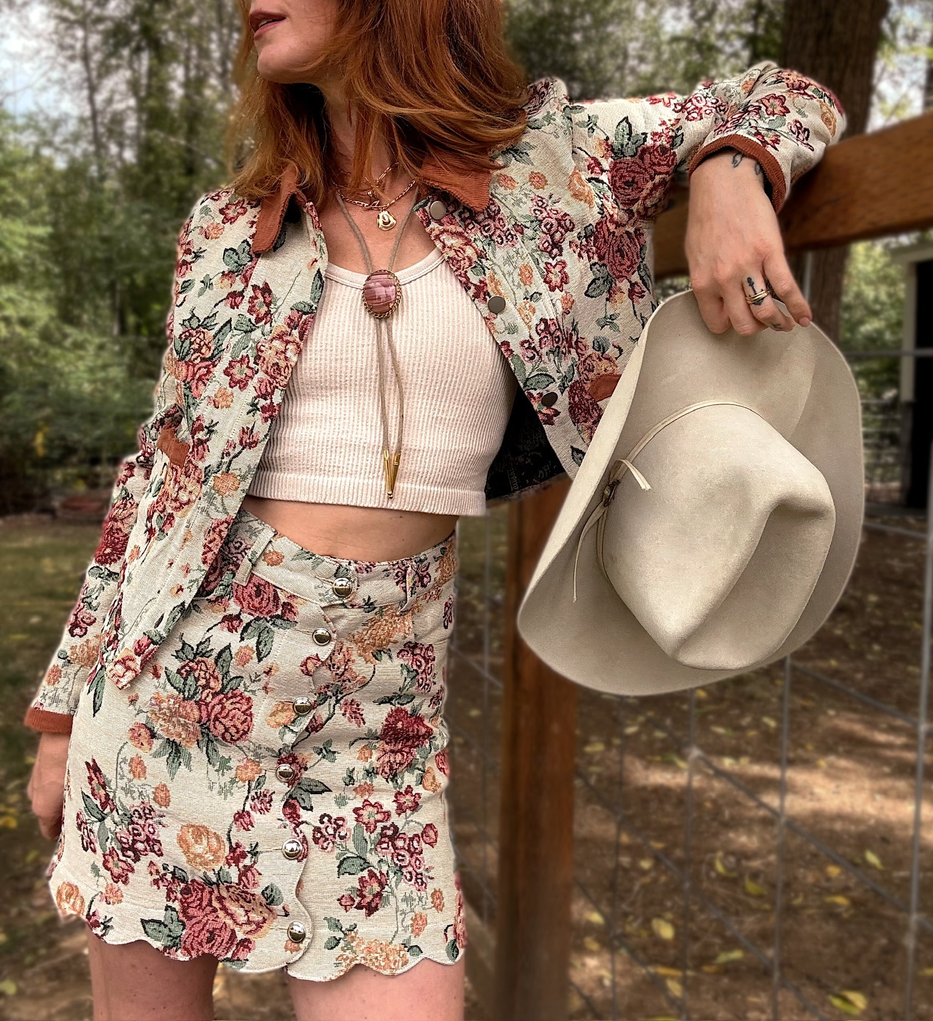 Letting Me Down Jacquard Tapestry Mini Skirt