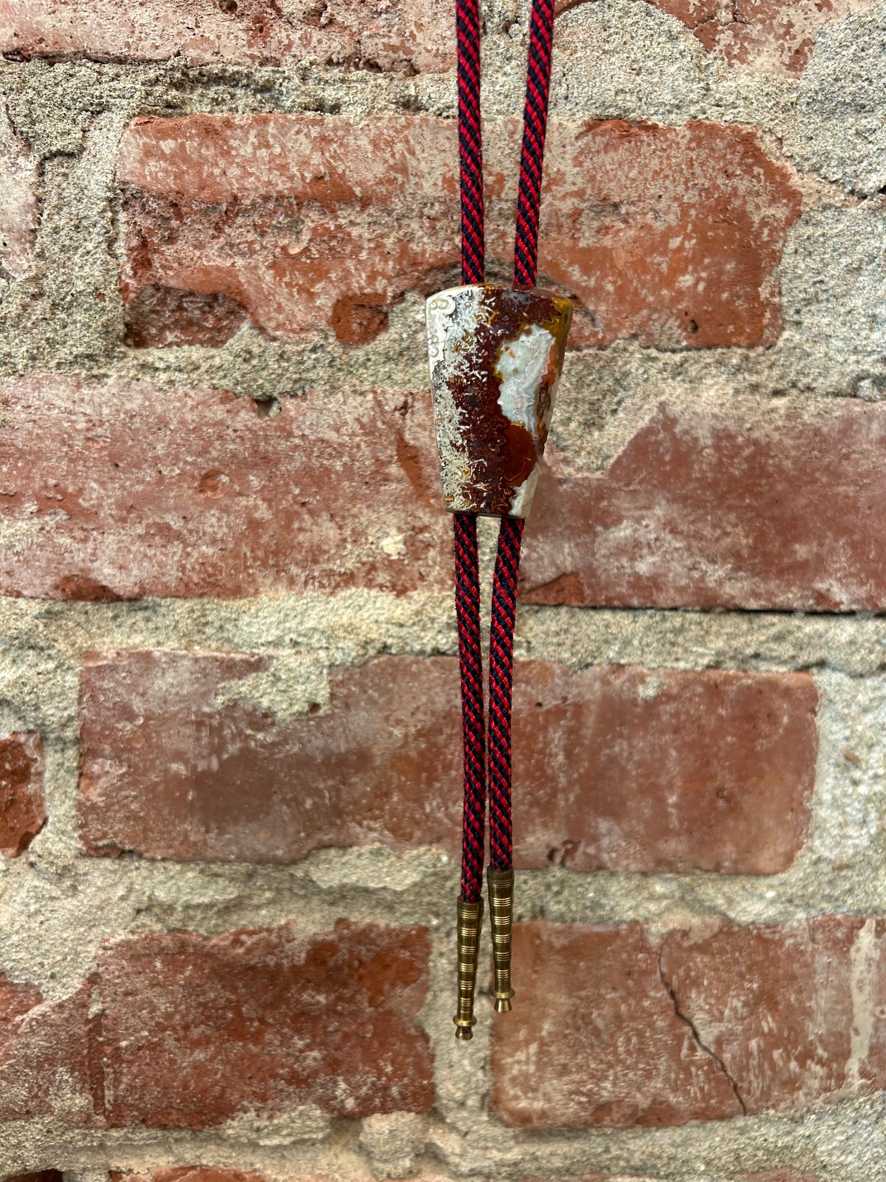Red Crazy Lace Agate Bolo Tie