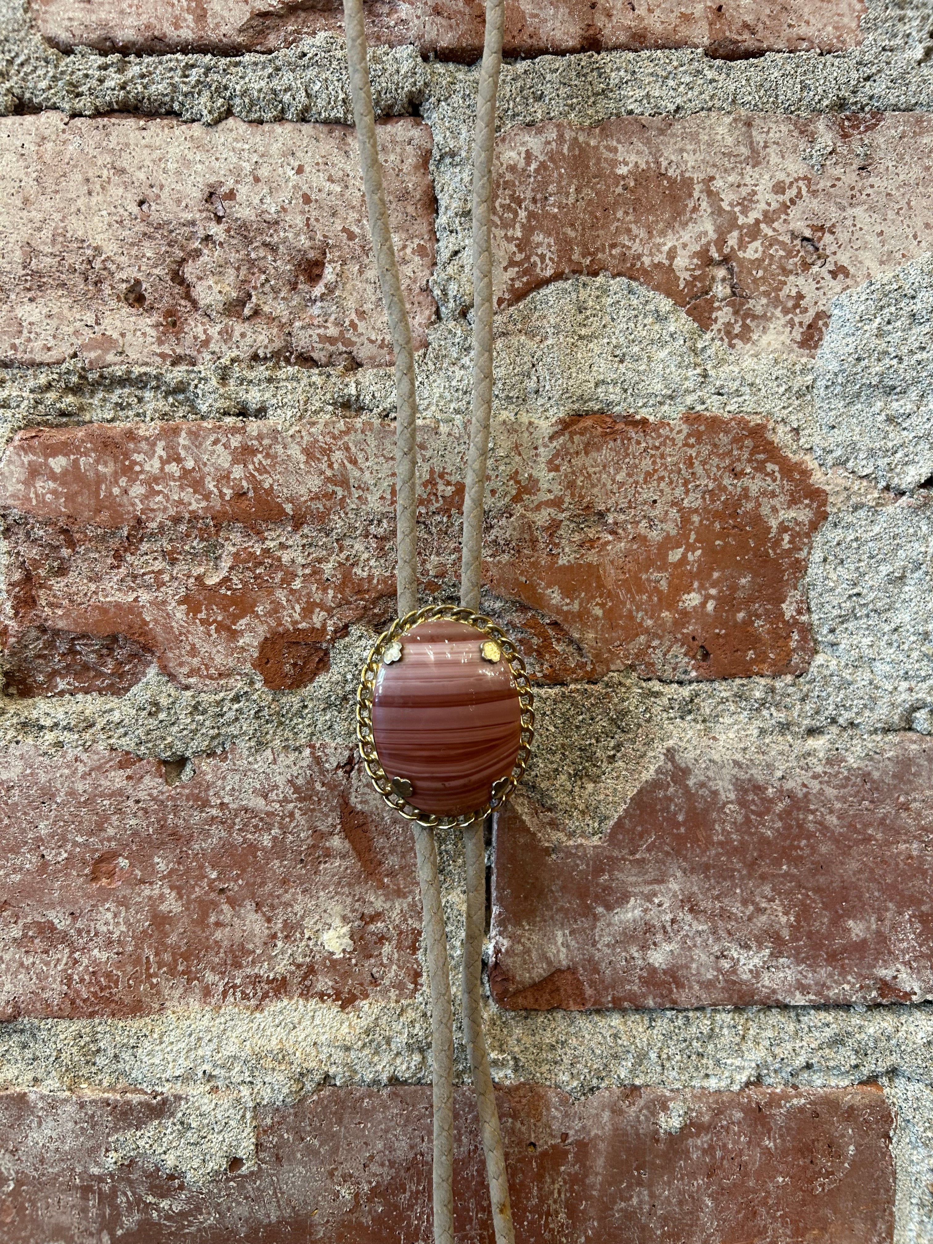 Pink Natural Stone Bolo Tie