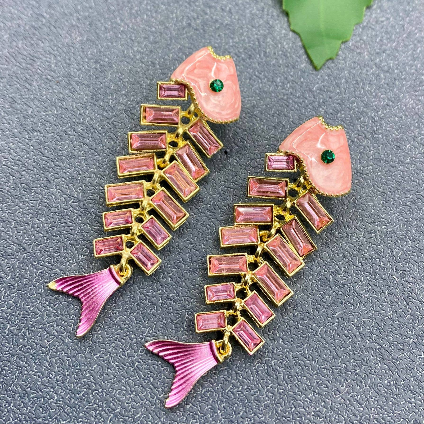 Pink Shores Fish Earrings