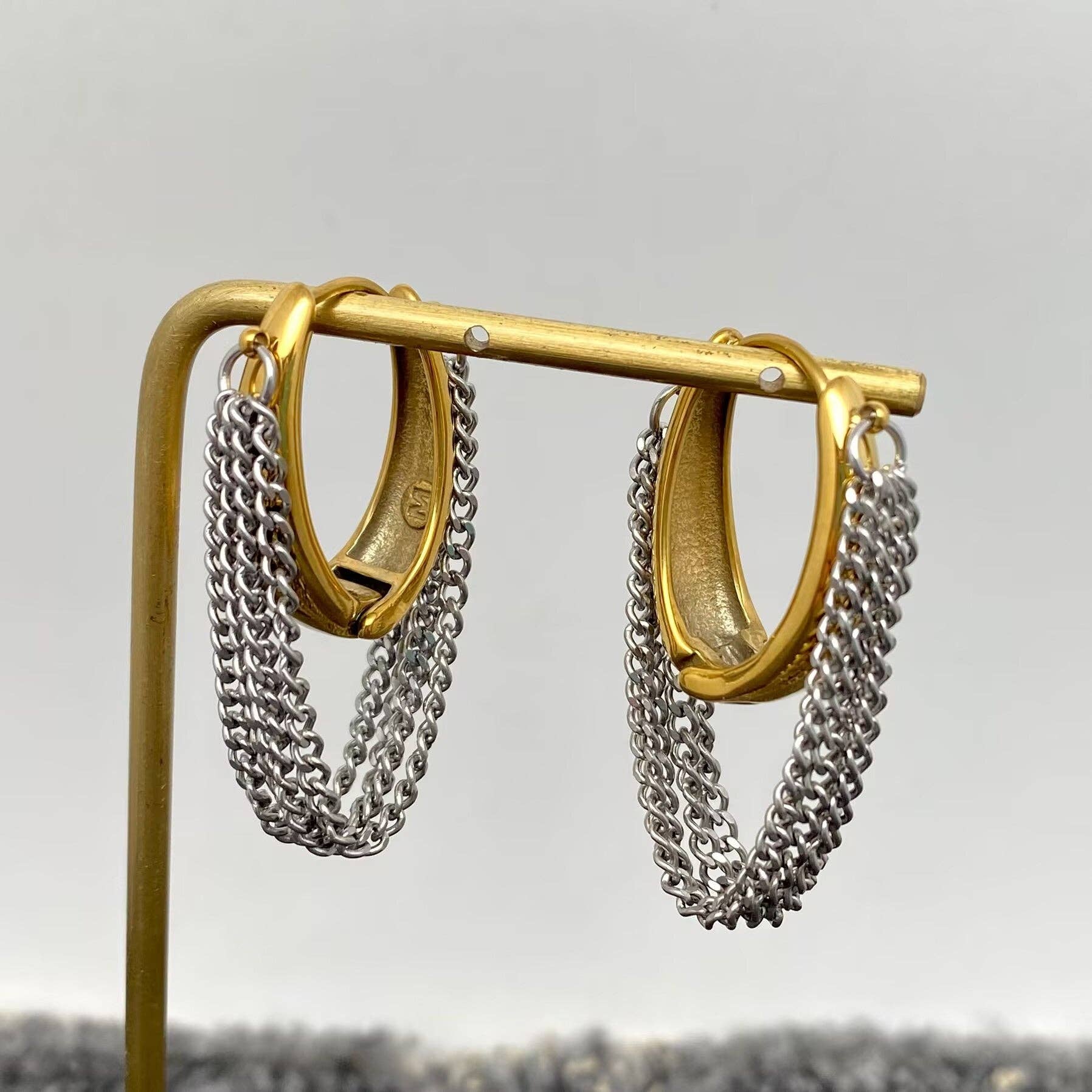 18k Gold Jessie's Girl Two Tone Earrings